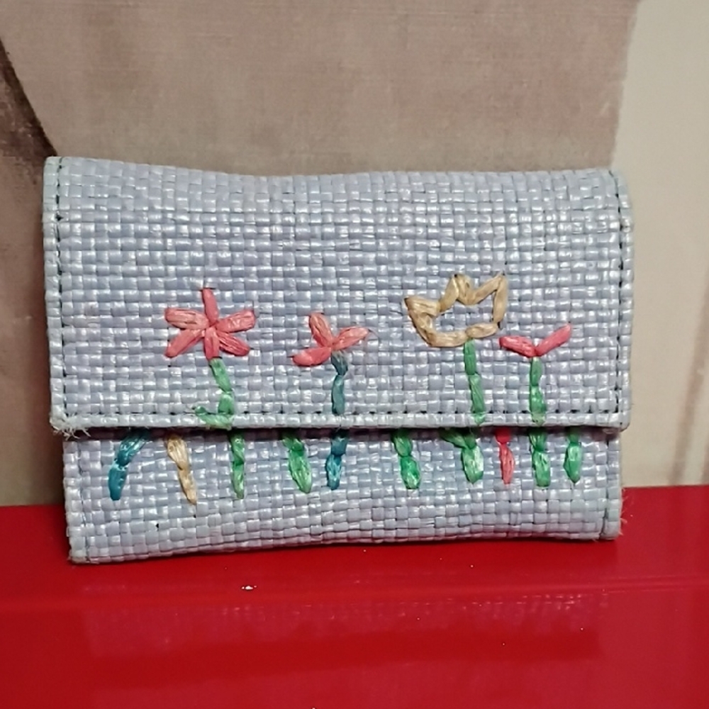 Flower Light Blue woven Wallet